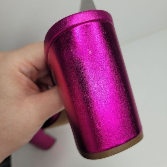 The Drop Pattie High Block Heeled Mule Sandal Hot Pink Metallic Size 6.5 Retro - Picture 7 of 8